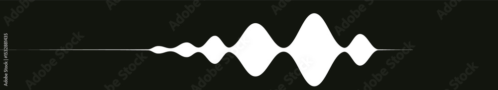 Poster flat design abstract audio waveform is flowing on transparent background with smooth white peaks