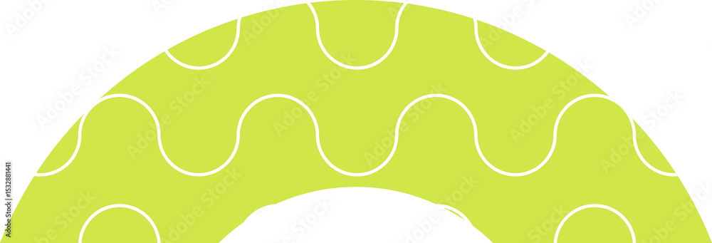 Poster flat design abstract lime green arc band showing on transparent background with white wave pattern