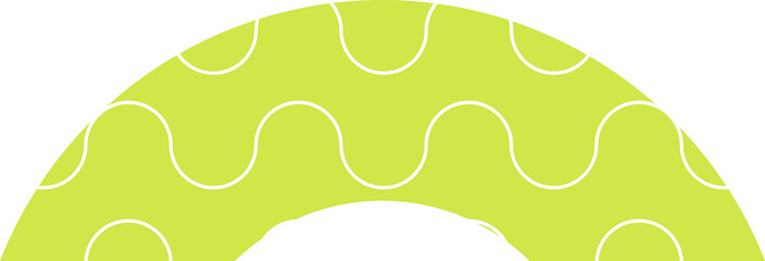 Flat design abstract lime green arc band showing on transparent background with white wave pattern