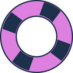 Flat design segmented donut chart is floating on transparent background with lavender navy segments