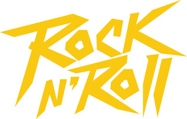 Flat Rock N' Roll logo is floating on transparent background, showing yellow letters