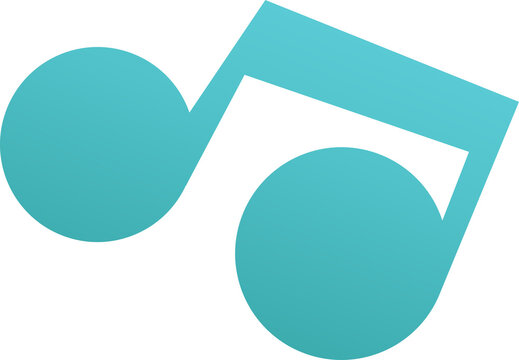 Flat design eighth notes icon floating on turquoise gradient with beam on transparent background