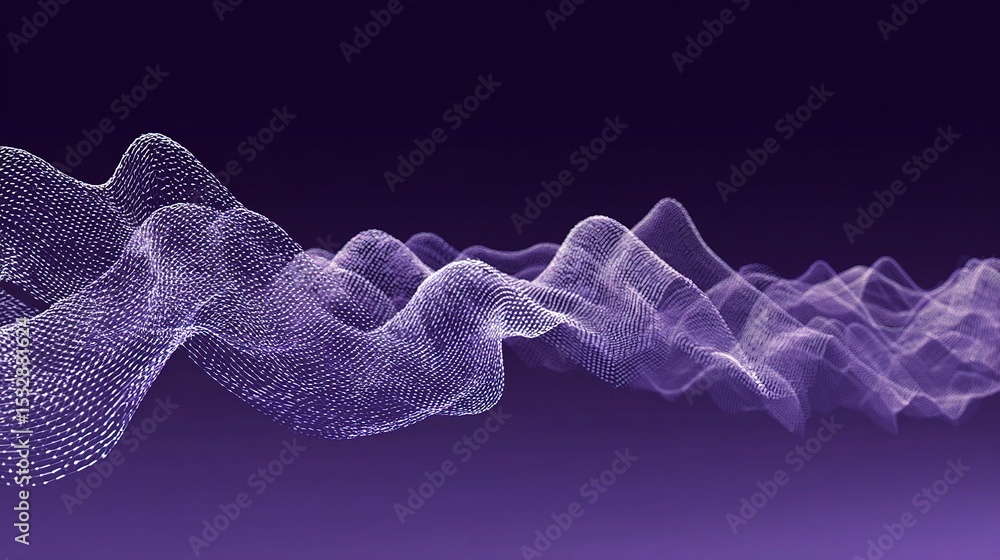 Poster abstract sound wave wireframe pattern overlay on purple background