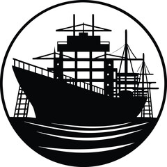 Silhouette of a Dry Dock with Scaffolding Around Ship Maintenance Facility