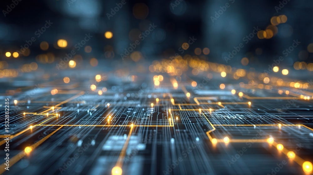 Aufkleber abstract digital technology background with light patterns and scale