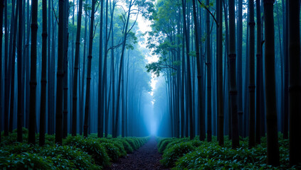 Enigmatic Blue Forest Path: Mystical Nature Photography for Fantasy, Fairytale, and Game Design