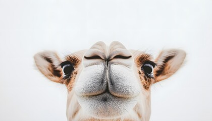 Close-up of a camel's curious face.