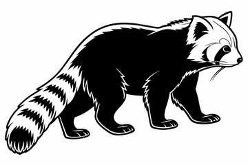 red panda sihouette black vector