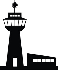 Silhouette of a Port Control Tower with Antenna Harbor Command