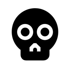 Cartoon skull silhouette in black and white graphic style