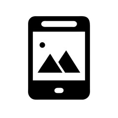 Image gallery icon on smartphone in black and white style