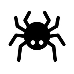 Spider silhouette with eight legs in black and white graphic style