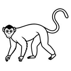 Minimalist Spider Monkey Line Art on White Background