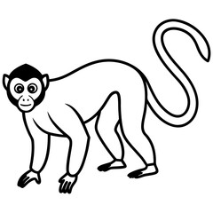 Minimalist Spider Monkey Line Art on White Background
