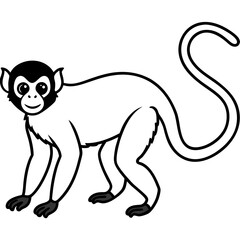 Minimalist Spider Monkey Line Art on White Background
