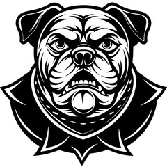  Angry Bulldog Head – Black and White Illustration