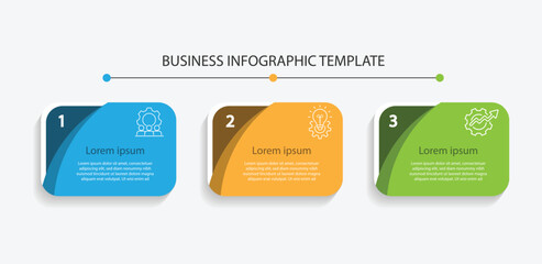 Business infographic template. 3 step infographic element. Banner presentation, worksheet with paper style and 3 option process.