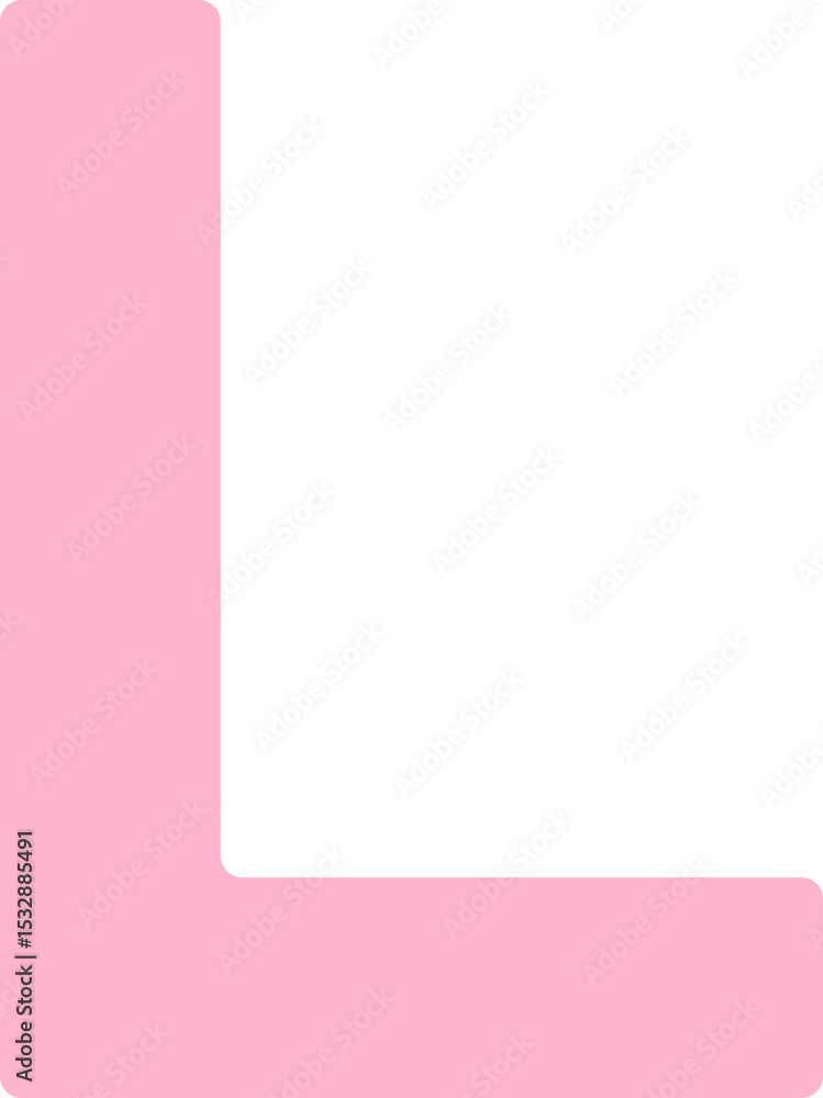 Poster pastel pink l-shaped geometric form is floating in flat design with transparent background