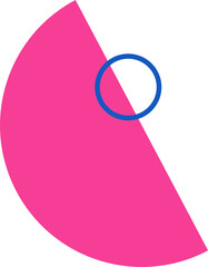 Abstract flat design is featuring pink semi-circle overlapping blue ring, transparent background