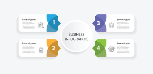 Business template infographic element. 4 step diagram information graphic. Modern banner presentation