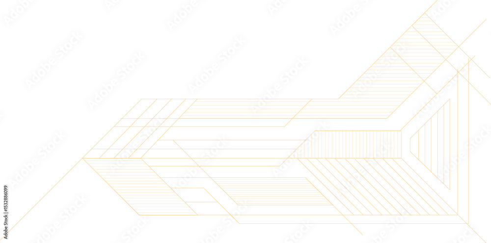 Poster flat vector is showing abstract golden line network forming arrow motif on transparent background