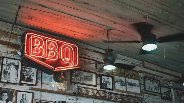 BBQ sign at a restaurant.