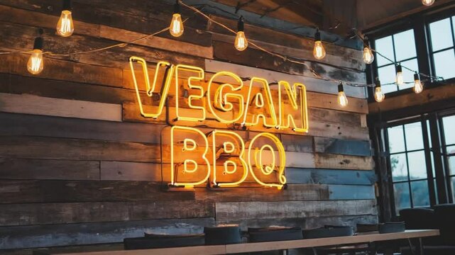 Vegan BBQ Restaurant Sign.