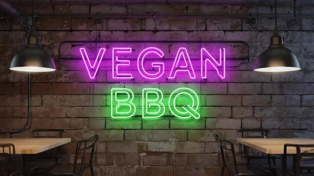 Vegan BBQ Restaurant Sign.