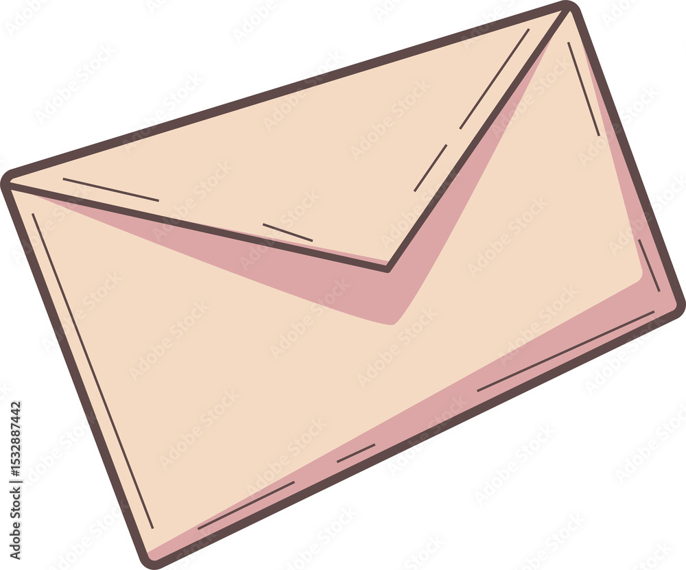 Poster vector art is showing paper envelope with flap floating on transparent background, copy space