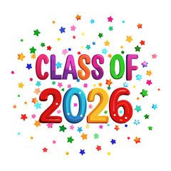 Class of 2026 colorful design element with stars