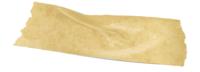 Flat design beige masking tape on transparent background showing torn textured edges copy space