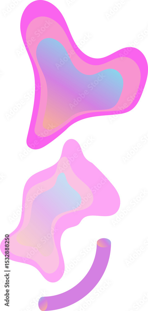 Poster flat design showing three layered organic shapes in pastel gradient on transparent background
