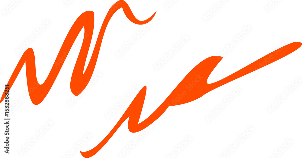 Poster abstract flat design orange swooshes are flowing with curved lines on transparent background