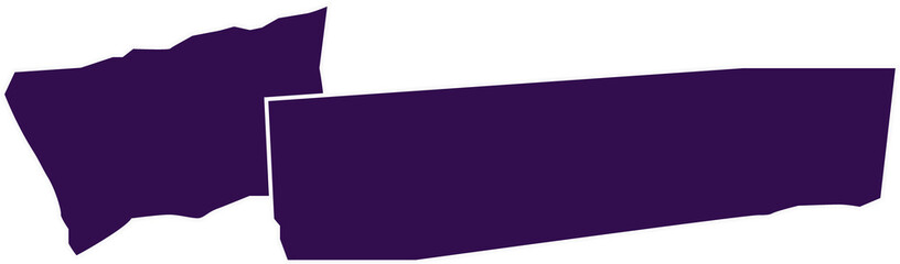 Two irregular dark purple polygonal shapes are floating on transparent background in flat design