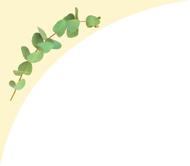 Eucalyptus branch is being shown in flat design with green leaves, teal arc, transparent background © vectorfusionart