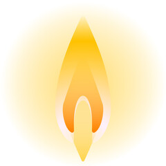 Stylized flame icon is glowing inside bright yellow circle with gradient on transparent background