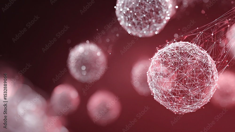 Aufkleber abstract background with floating 3d wireframe spheres and technology theme
