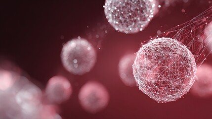 Fototapeta premium Abstract Background with Floating 3D Wireframe Spheres and Technology Theme