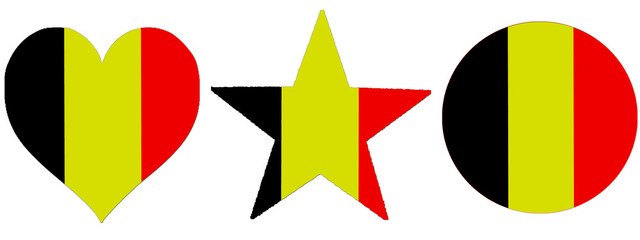 Belgium Flag, Belgium National flag is tricolor 03 equal vertical bands displaying the national colors of Belgium black, yellow, red. Flag isolated on white background. 
Belgium Flag
