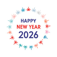 Happy new year 2026 colorful starburst design element