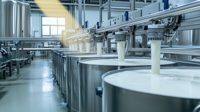 Milk Pasteurization Process in Storage Tanks of Modern Dairy Production Facility