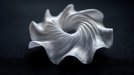 Naklejka premium Elegant Swirling Sculpture in Silver on Dark Background