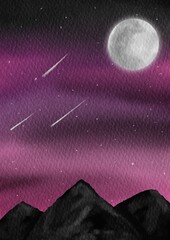 Obraz premium watercolor night moon background
