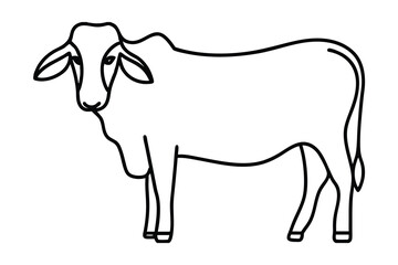 Line-art illustration of a single brahman cow standing