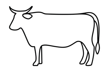 Simple line art drawing of a cow farm animal