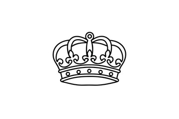 Royal Crown Emblem Monarchical Symbol, Line Art Design