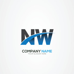 NW WN Letter Logo Design with a Creative Cut Creative logo design