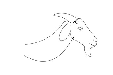 Elegant line art goat head minimalist design illustration