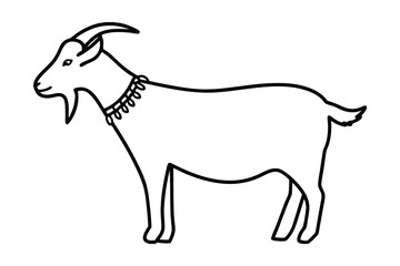 Adorable line-art goat wearing a beaded collar
