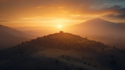 Obraz premium Sunrise over mountain village